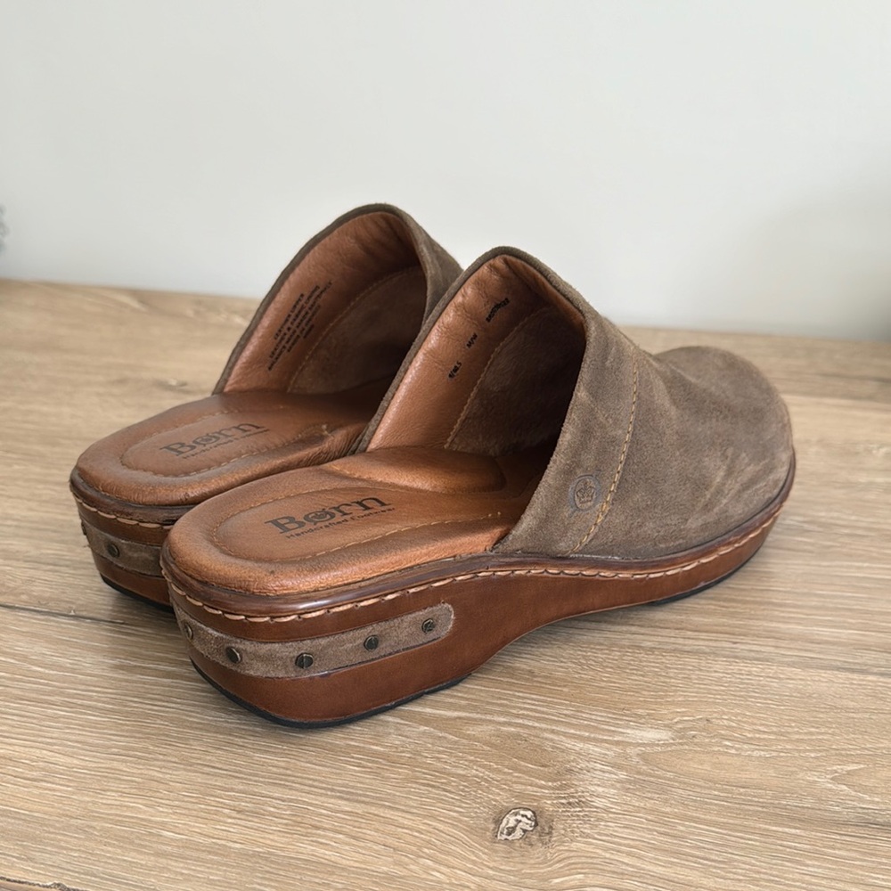 Born Leather Upper And Suede Clogs - image 1